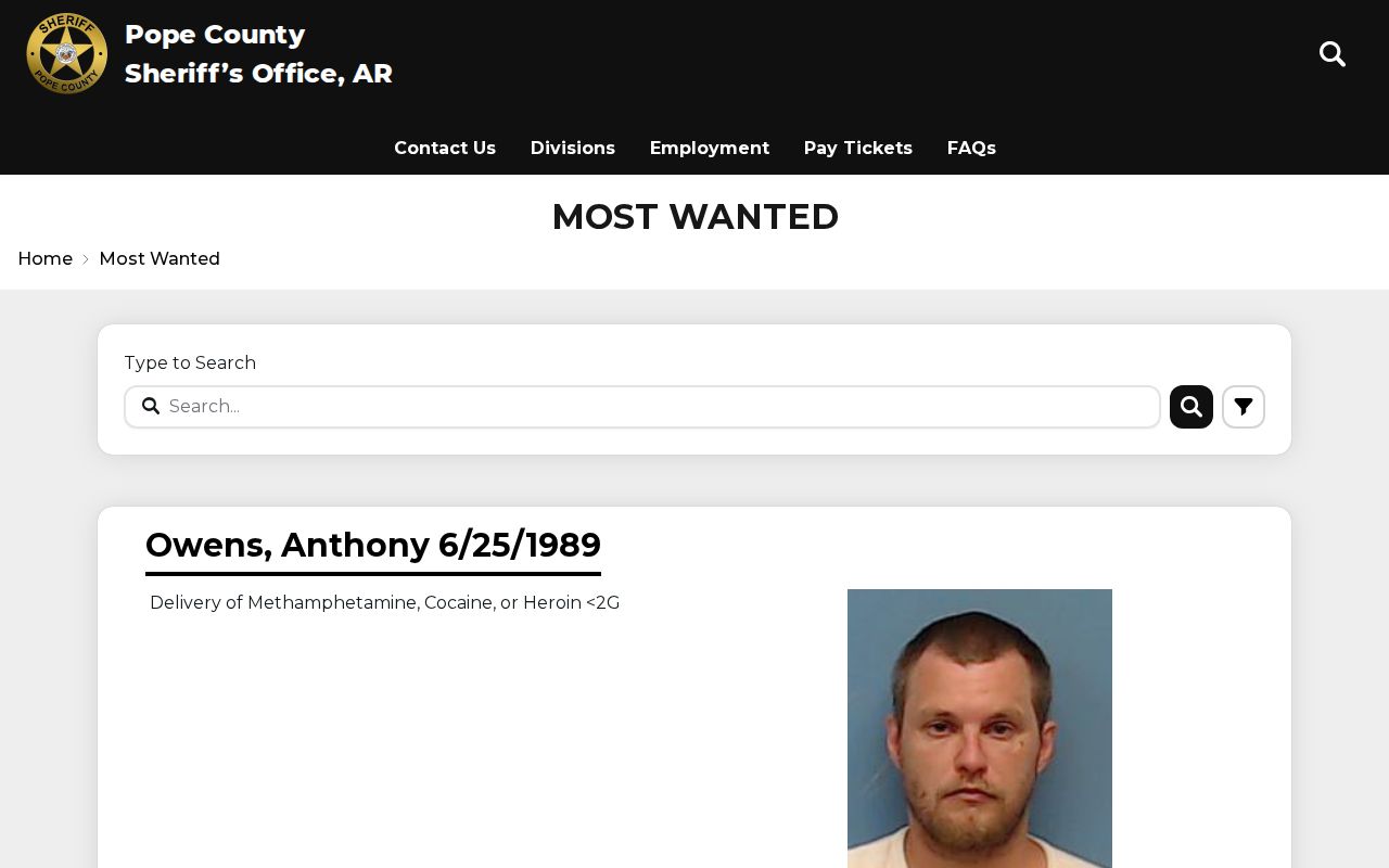 Pope County most wanted arrest information