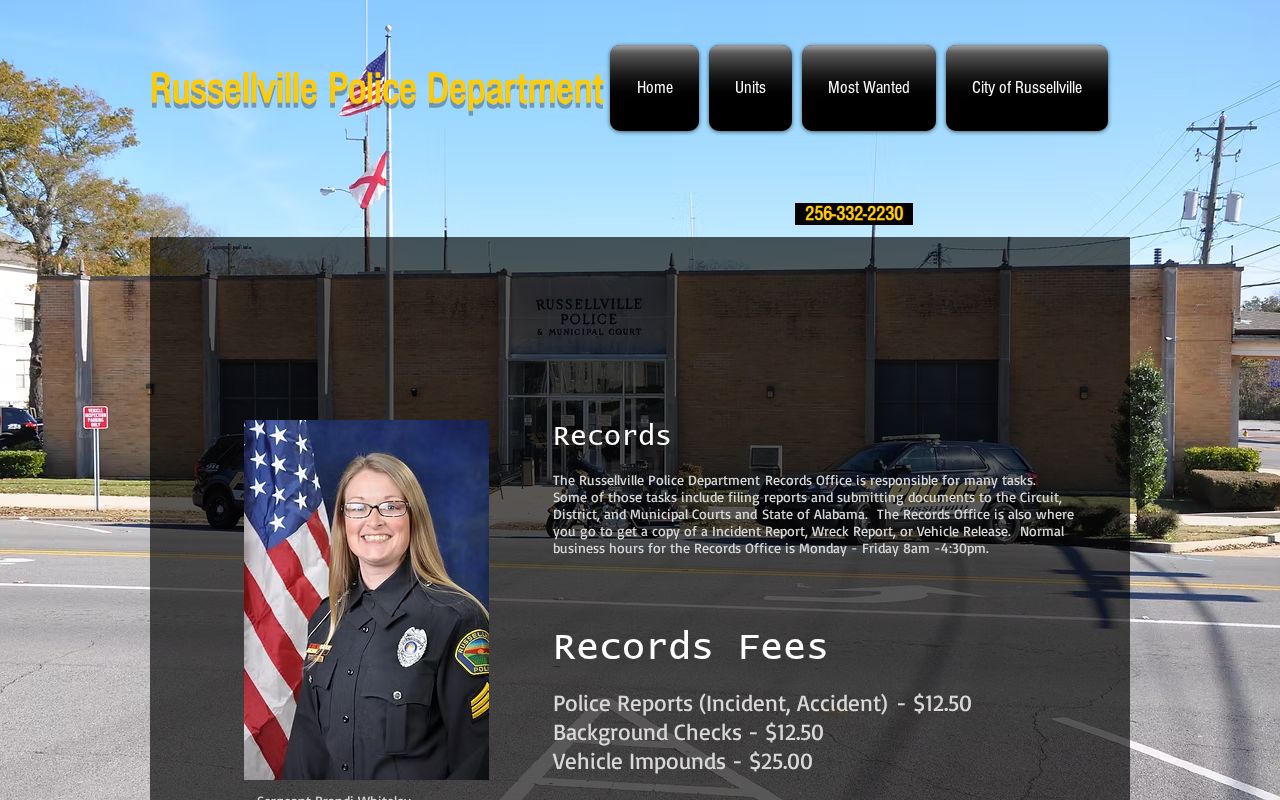 Russellville criminal records police Records Office