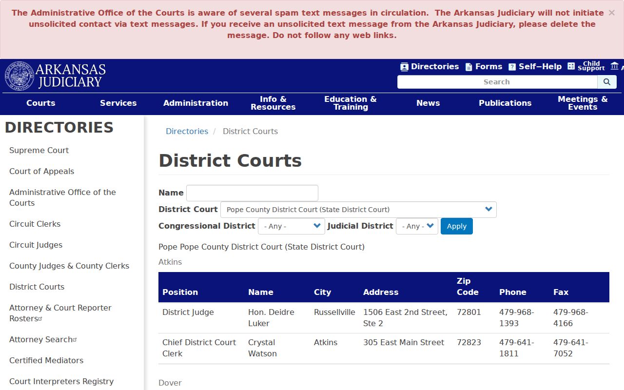 Pope County district court directory