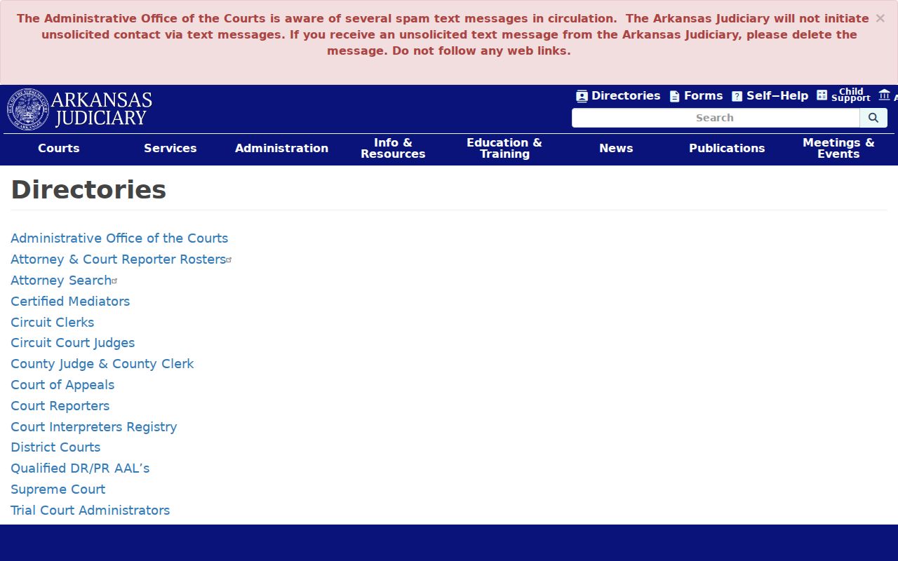 Arkansas circuit court directory for Pope County