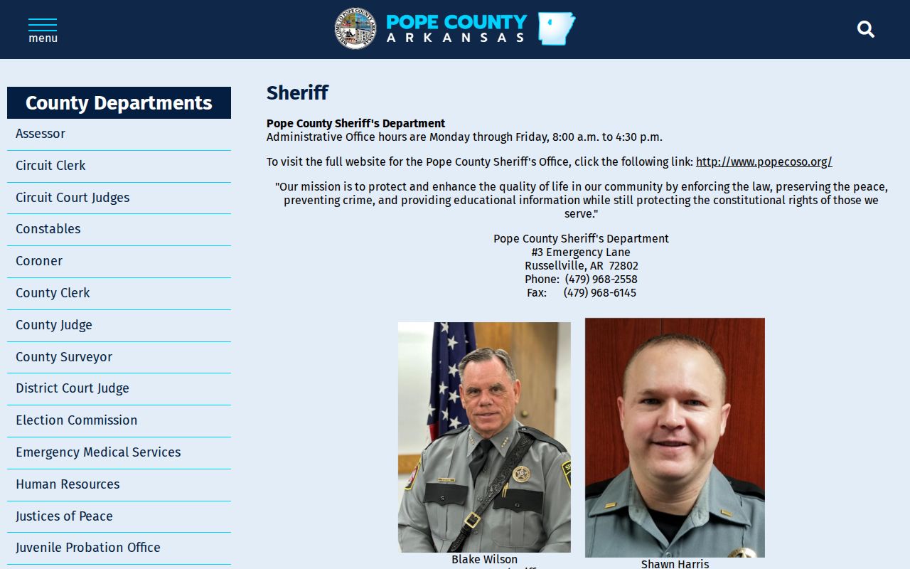 Pope County criminal records sheriff custody office