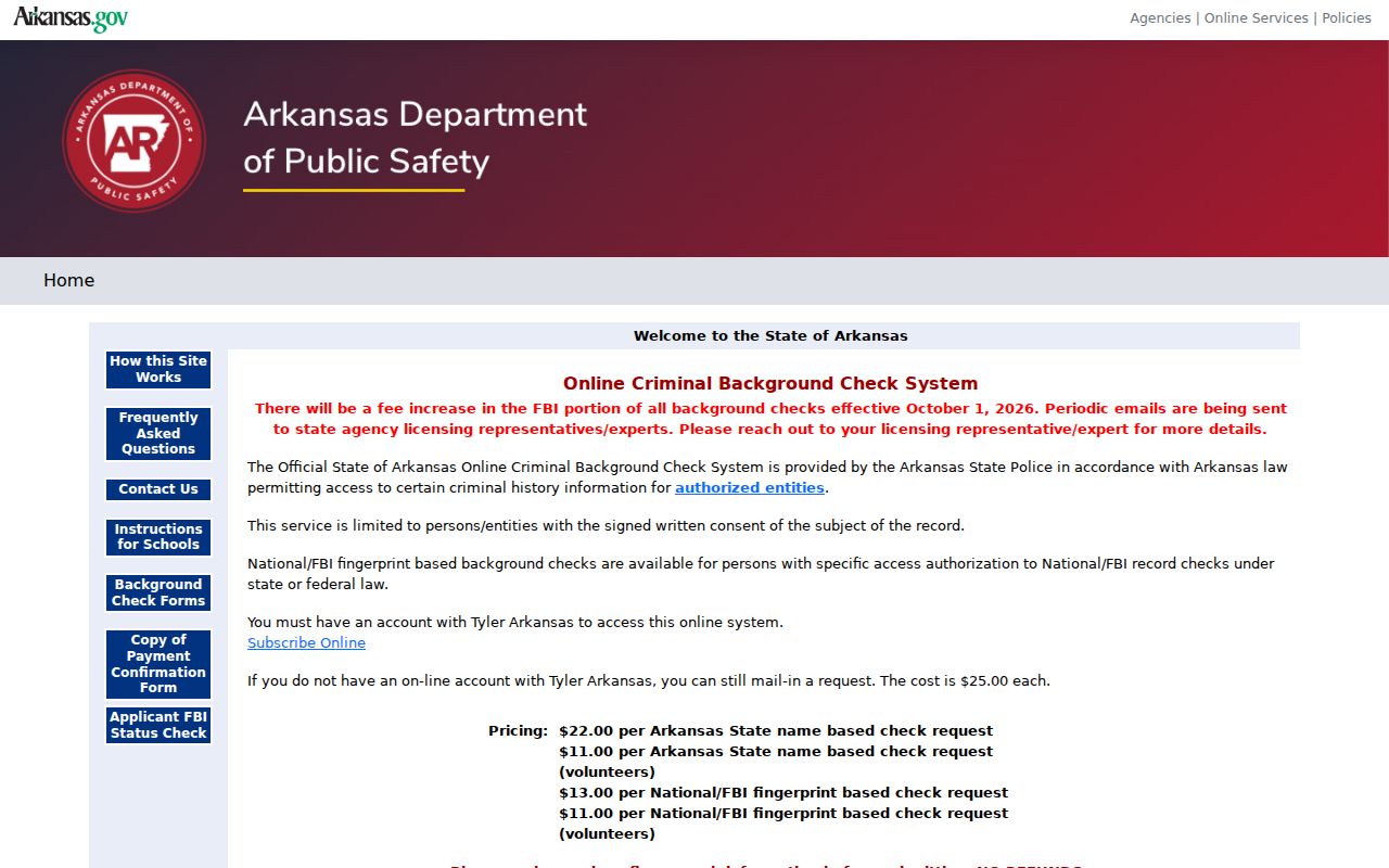 Pope County criminal history Arkansas background check portal