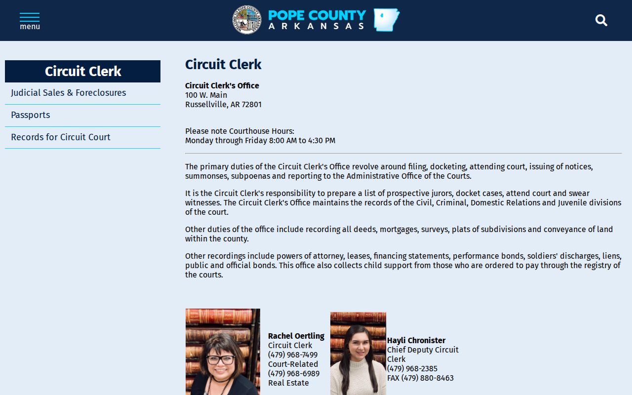 Pope County criminal case records Circuit Clerk