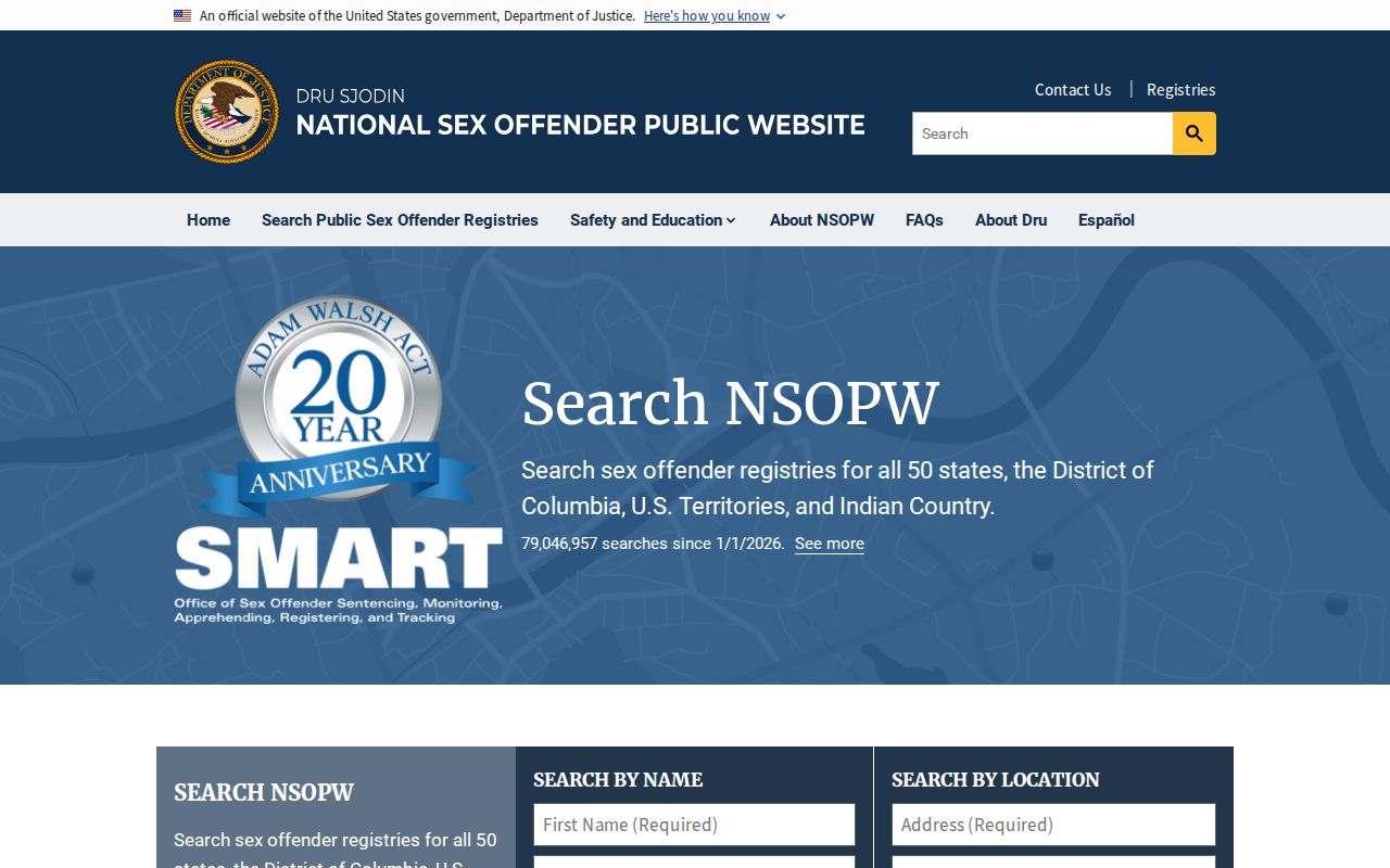 National sex offender registry search from Pope County